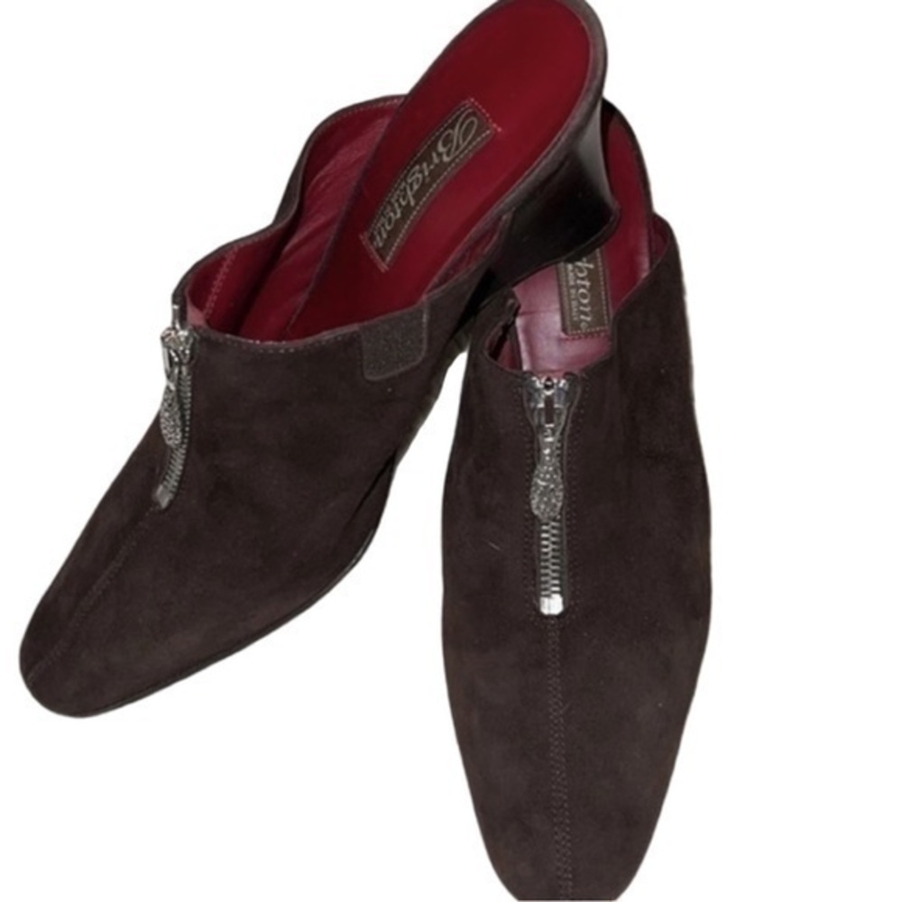 Brighton Brown Suede Mule with Brighton Hardware and Red inside. Size 8.5.